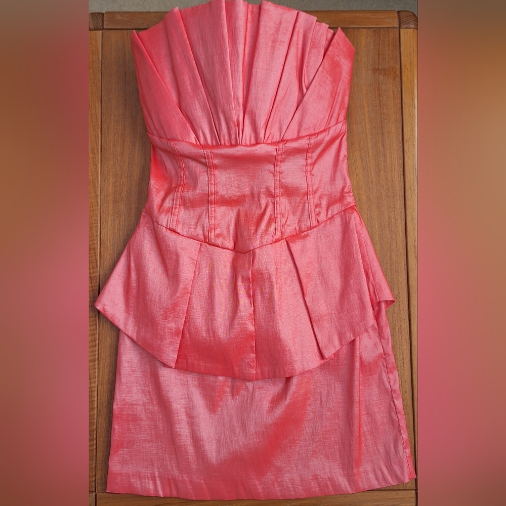 Vintage Romeo Juliet Peplum Ruffle Dress Basque Strapless HOCO Y2K Formal XS